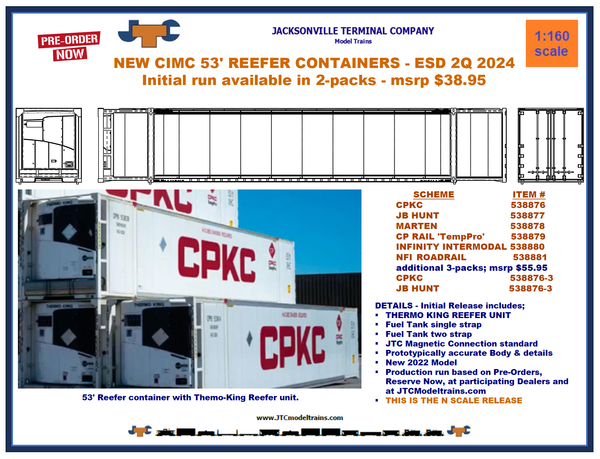 CPKC - N 53' Refrigerated Container - JTC 538876 – JTC MODEL TRAINS