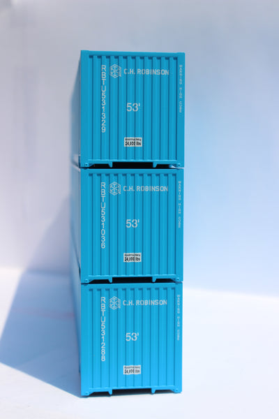 CH Robinson (HO Scale 1:87) 53' HIGH CUBE 8-55-8, 3 pack of containers with IBC castings. JTC # 953027