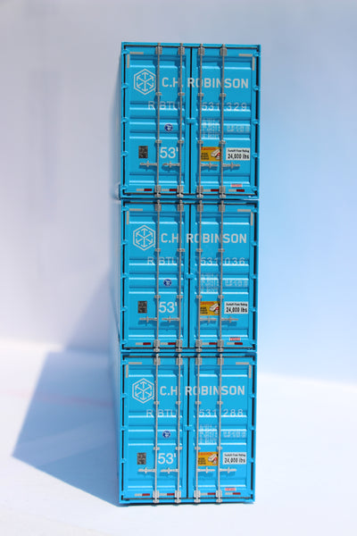 CH Robinson (HO Scale 1:87) 53' HIGH CUBE 8-55-8, 3 pack of containers with IBC castings. JTC # 953027
