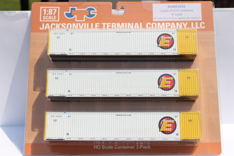 ESTES (HO Scale 1:87) 53' HIGH CUBE 8-55-8, 3 pack of containers with IBC castings. JTC # 953029 SOLD OUT