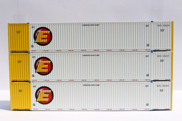 ESTES (HO Scale 1:87) 53' HIGH CUBE 8-55-8, 3 pack of containers with IBC castings. JTC # 953029 SOLD OUT