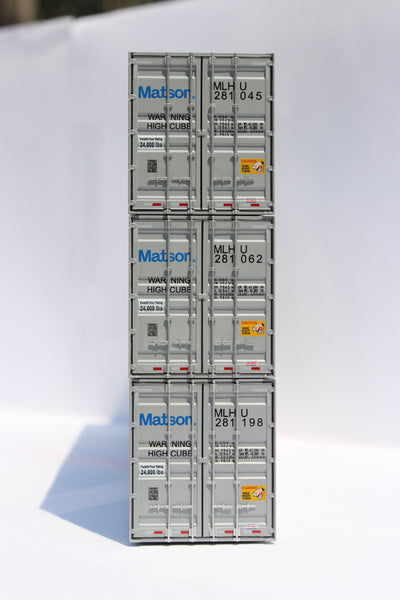Matson (HO Scale 1:87) 53' HIGH CUBE 8-55-8, 3 pack of containers with IBC castings. JTC # 953031