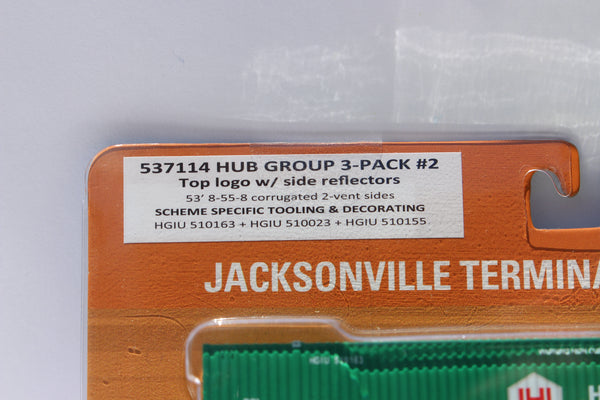 HUB GROUP with Top Logo 53' HIGH CUBE 8-55-8 (3-pack) Set # 2 corrugated containers with stackable Magnetic system. JTC # 537114