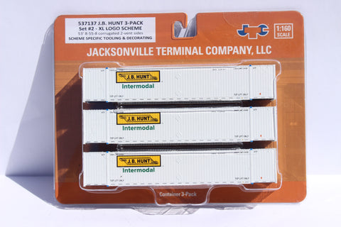 JB HUNT 3-pack Set #2 - 53' HIGH CUBE 8-55-8 corrugated containers with stackable Magnetic system. JTC # 537137