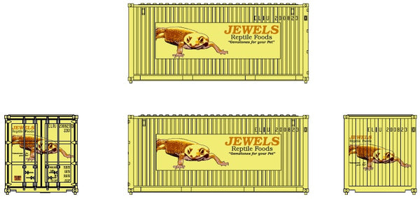 "VS" JEWELS Reptile Foods,  20' Std. height Sign side container with Magnetic system, Corrugated-side. JTC-205003