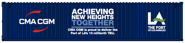 CMA CGM 'Port of LA 10 Millionth TEU' - 40' Std. Replica container,  JTC # 405350