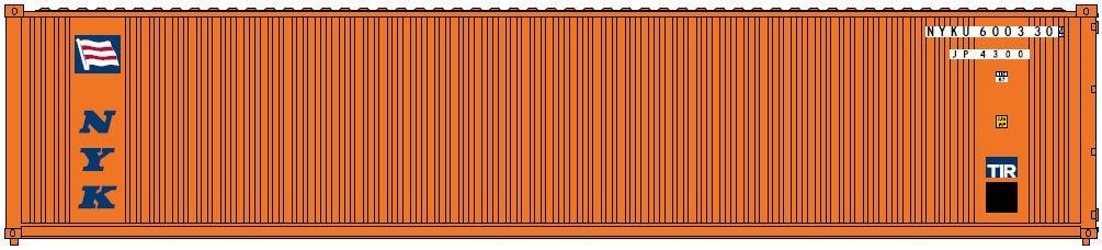NYK ( INITIALS) - JTC # 405508 40' Standard height (8'6") corrugated PANEL side steel containers