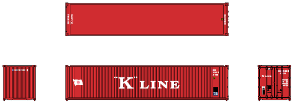 K-LINE (early) 40' Std. Height 2-P-44-P-2 'Square Corrugated' side containers JTC # 405558