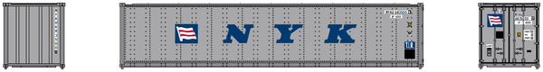 NYK (Flag & initials) 40' Standard height (8'6") Smooth-side containers. 405656