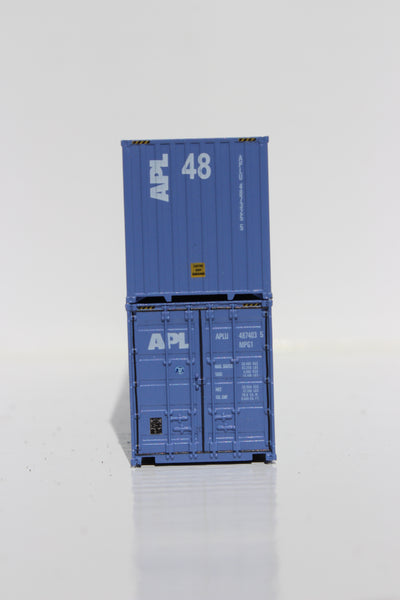 APL (faded paint) 48' HC 3-42-3 corrugated containers with Magnetic system, FIRST TIME IN N SCALE. JTC # 485014