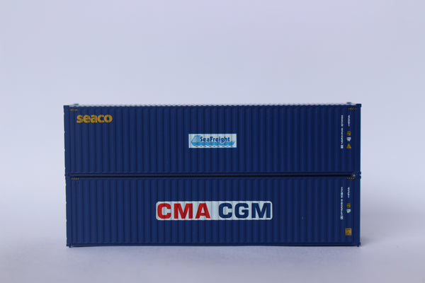 CMA CGM & SEACO MIX PACK 40' HIGH CUBE containers with Magnetic system, Corrugated-side. JTC# 405811