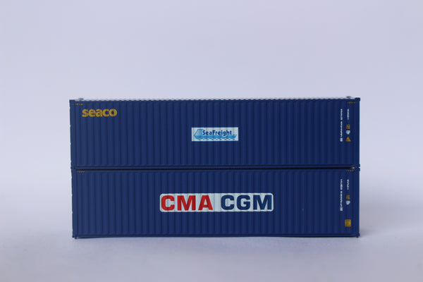 CMA CGM & SEACO MIX PACK 40' HIGH CUBE containers with Magnetic system, Corrugated-side. JTC# 405811