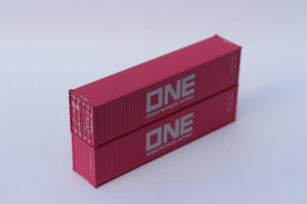 ONE Cherry Blossom Magenta painted 40' HC containers with Magnetic system, Corrugated-side. JTC # 405174