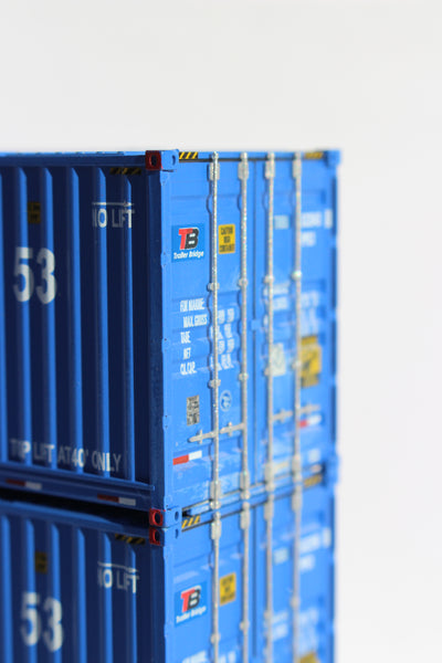 Trailer Bridge "patched" Ocean 53' (HO Scale 1:87) 3 pack of containers with IBC castings at 53' corner. JTC # 953040