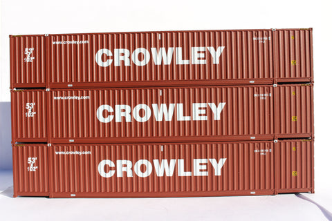 Crowley brown "Website" Ocean 53' (HO Scale 1:87) 3 pack of containers with IBC castings at 53' corner. JTC # 953049