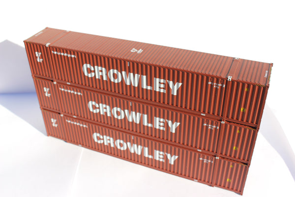 Crowley brown "Website" Ocean 53' (HO Scale 1:87) 3 pack of containers with IBC castings at 53' corner. JTC # 953049