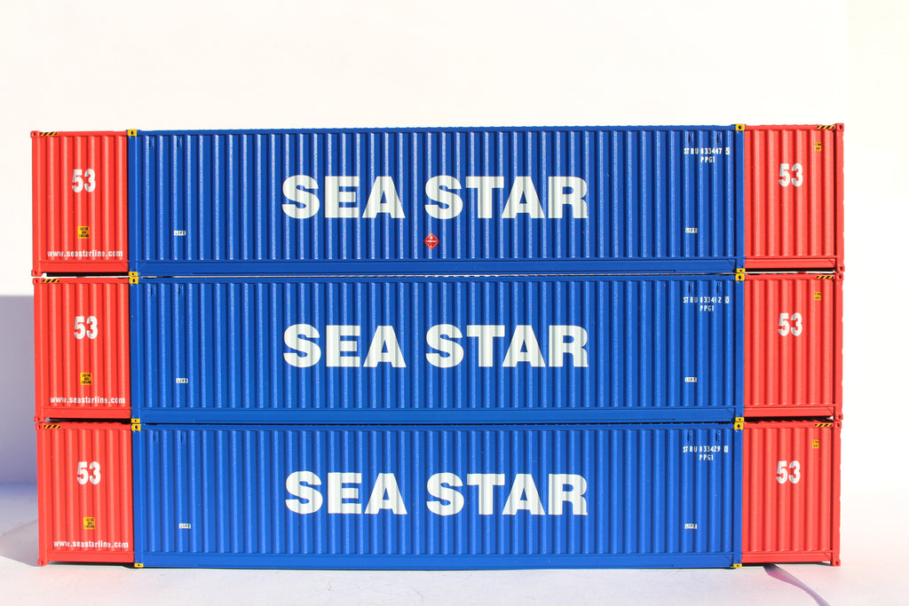 SEA STAR Two Tone 53' (HO Scale 1:87) 3 pack of containers with Magnetic system. JTC # 953051