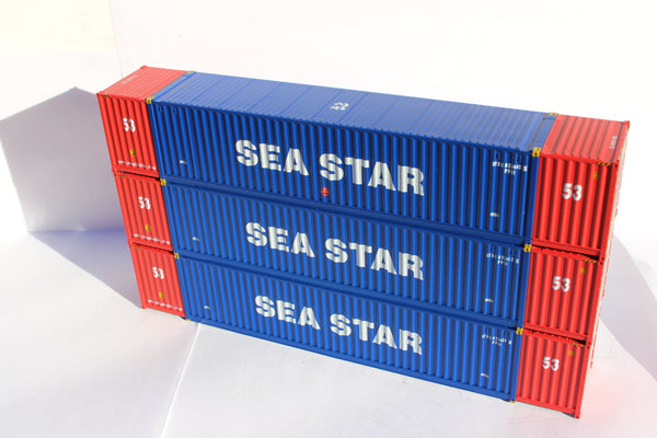 SEA STAR Two Tone 53' (HO Scale 1:87) 3 pack of containers with Magnetic system. JTC # 953051