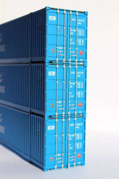 OCEANEX, "large LTL" Ocean 53' (HO Scale 1:87) 3 pack of containers with IBC castings at 53' corner. JTC # 953036