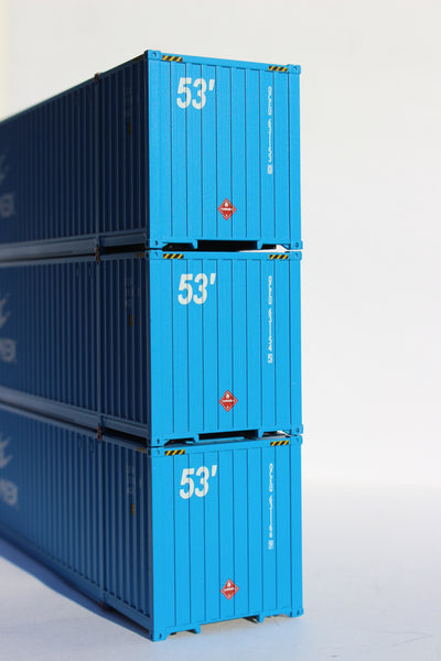 OCEANEX, "large LTL" Ocean 53' (HO Scale 1:87) 3 pack of containers with IBC castings at 53' corner. JTC # 953036