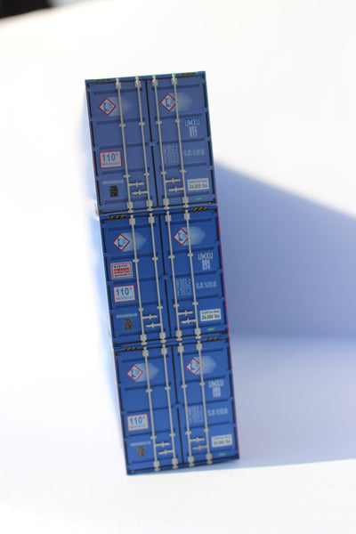 UMAX - FORMER PACER STACKTRAIN variation of patches (HO Scale 1:87) 53' HIGH CUBE, 6-42-6, 3-pack corrugated containers. JTC #953056