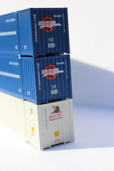 "VS" Modern Mo-pac and Brooks (HO Scale 1:87) 53' HIGH CUBE 3 pack of corrugated containers. JTC# 953058