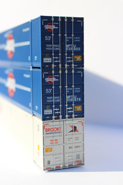 "VS" Modern Mo-pac and Brooks (HO Scale 1:87) 53' HIGH CUBE 3 pack of corrugated containers. JTC# 953058
