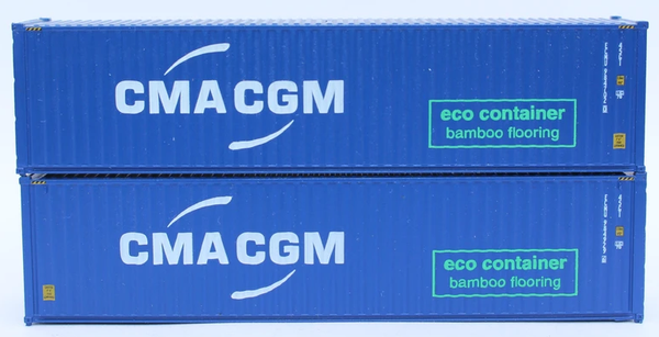 CMA CGM 40' HC, offset logo with green eco container - bamboo flooring box. JTC# 405067