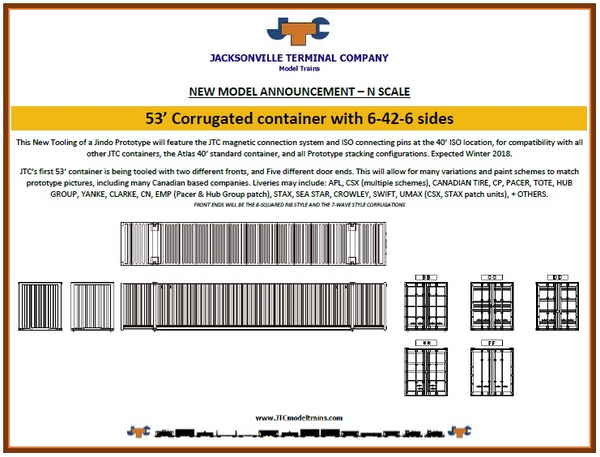CN INTERMODAL 53' HIGH CUBE 6-42-6 corrugated containers with Magnetic system. JTC # 535002