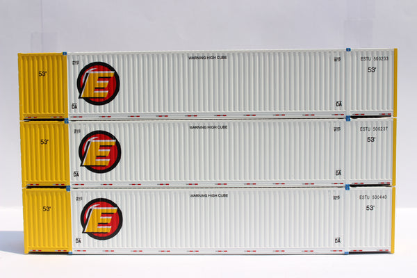 ESTES (HO Scale 1:87) 53' HIGH CUBE 8-55-8, 3 pack of containers with IBC castings. JTC # 953029