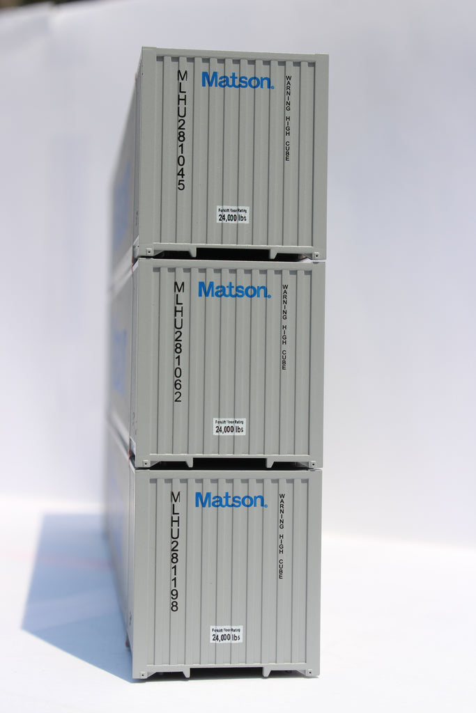 Metsov Containers Matson (HO Scale 1:87) 53' HIGH CUBE 8-55-8, 3 pack of containers with ...