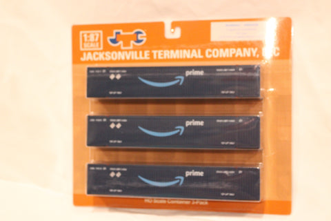 Amazon (HO Scale 1:87) 8-55-8 Set #1, 3-pack Corrugated 4VI container with placards. JTC# 95306931