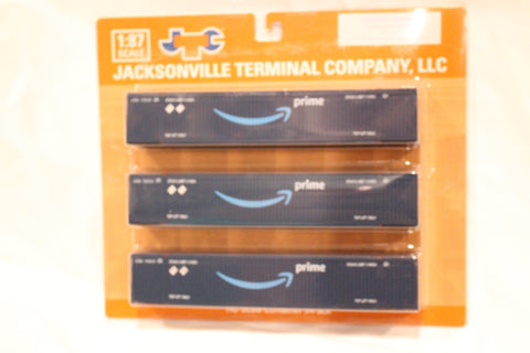 Amazon (HO Scale 1:87) 8-55-8 Set #2, 3-pack Corrugated 4VI container with placards. JTC# 95306932