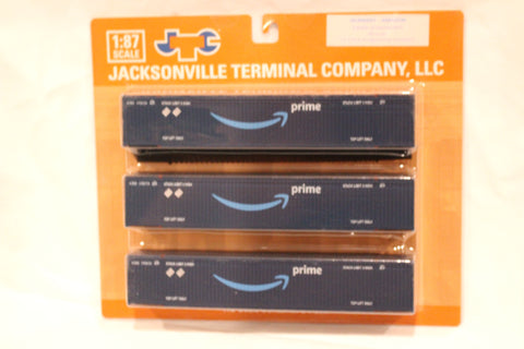 Amazon (HO Scale 1:87) 8-55-8 Set #3, 3-pack Corrugated 4VI container with placards. JTC# 95306933