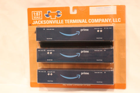Amazon (HO Scale 1:87) 8-55-8 Set #4, 3-pack Corrugated 4VI container with placards. JTC# 95306934