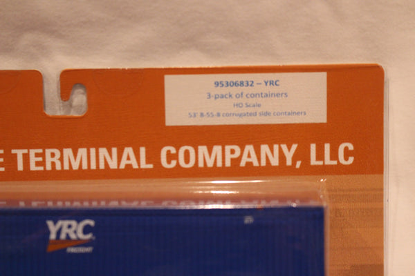 YRC (HO Scale 1:87) 8-55-8 Set #1, 3-pack Corrugated 4VI container with placards.. JTC# 95306831
