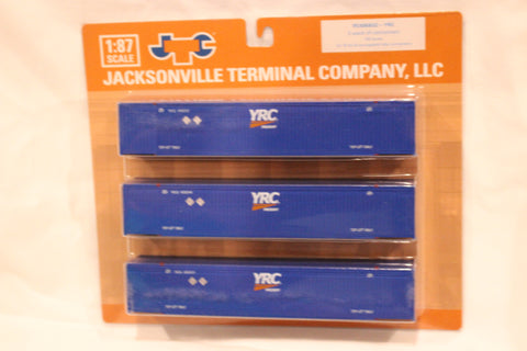 YRC (HO Scale 1:87) 8-55-8 Set #1, 3-pack Corrugated 4VI container with placards.. JTC# 95306831