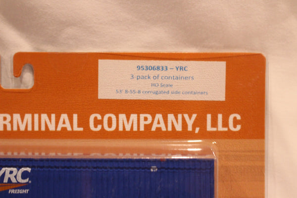 YRC (HO Scale 1:87) 8-55-8 Set #2, 3-pack Corrugated 4VI container with placards.. JTC# 95306832