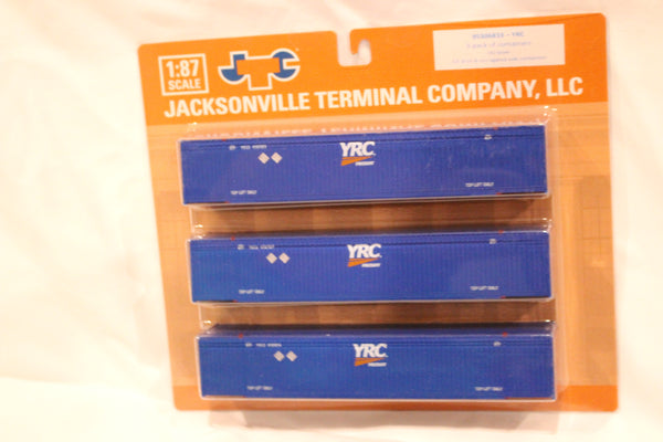 YRC (HO Scale 1:87) 8-55-8 Set #2, 3-pack Corrugated 4VI container with placards.. JTC# 95306832