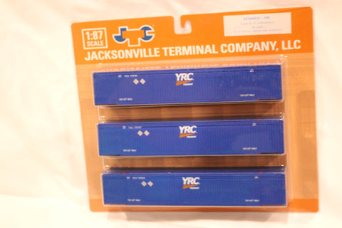 YRC (HO Scale 1:87) 8-55-8 Set #2, 3-pack Corrugated 4VI container with placards.. JTC# 95306832