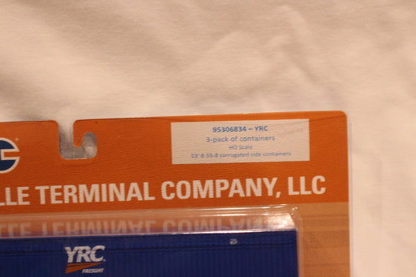 YRC (HO Scale 1:87) 8-55-8 Set #4, 3-pack Corrugated 4VI container with placards.. JTC# 95306834