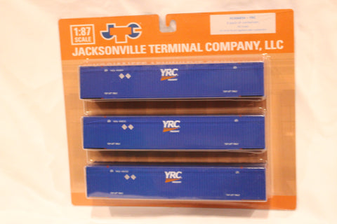 YRC (HO Scale 1:87) 8-55-8 Set #4, 3-pack Corrugated 4VI container with placards.. JTC# 95306834
