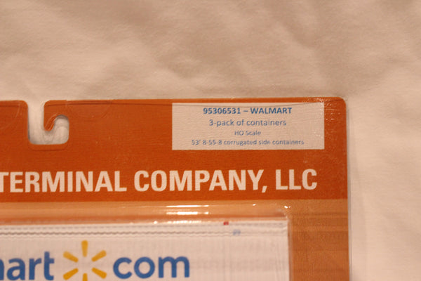 Walmart (HO Scale 1:87) 8-55-8 Set #1, 3-pack Corrugated 4VI container with placards.. JTC# 95306531