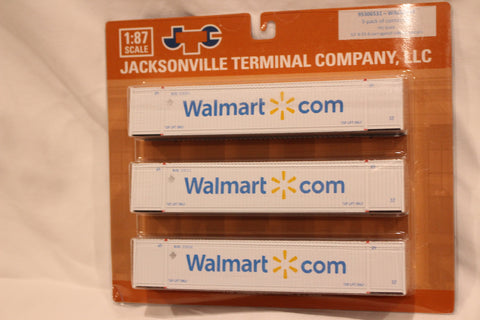 Walmart (HO Scale 1:87) 8-55-8 Set #1, 3-pack Corrugated 4VI container with placards.. JTC# 95306531
