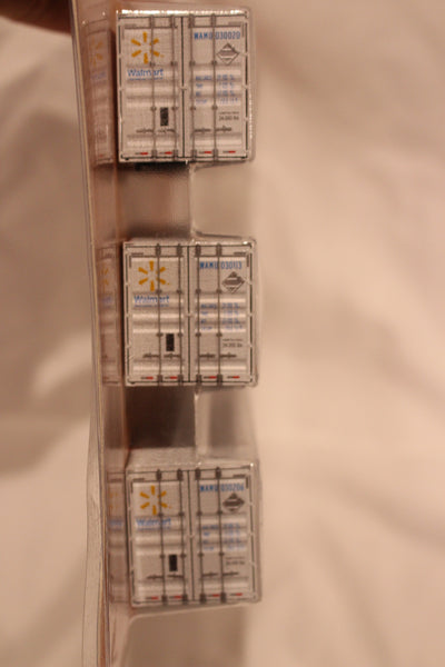 Walmart (HO Scale 1:87) 8-55-8 Set #1, 3-pack Corrugated 4VI container with placards.. JTC# 95306531