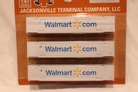 Walmart (HO Scale 1:87) 8-55-8 Set #2, 3-pack Corrugated 4VI container with placards.. JTC# 95306532