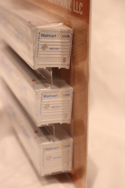 Walmart (HO Scale 1:87) 8-55-8 Set #2, 3-pack Corrugated 4VI container with placards.. JTC# 95306532