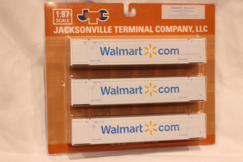 Walmart (HO Scale 1:87) 8-55-8 Set #3, 3-pack Corrugated 4VI container with placards.. JTC# 95306533