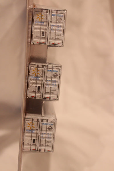 Walmart (HO Scale 1:87) 8-55-8 Set #3, 3-pack Corrugated 4VI container with placards.. JTC# 95306533