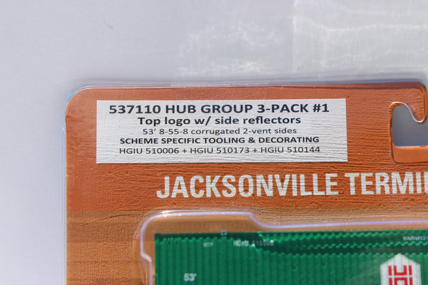 HUB GROUP with Top Logo 53' HIGH CUBE 8-55-8 (3-pack) Set # 1 corrugated containers with stackable Magnetic system. JTC # 537110